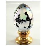 Fenton Iridescent Glass Golf Egg on Base