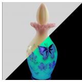 Fenton Hand-Painted Floral Uranium Glass Vase