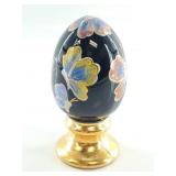 Handcrafted Fenton  Floral Butterfly Egg on Stand