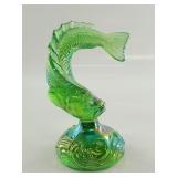 Green Iridescent Fenton Glass Fish Figurine