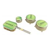 Vintage Green Enamel Vanity Set, 4pc