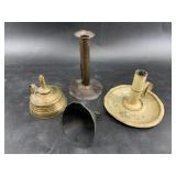 Vintage Metal Lamp & Candleholder Parts (4pc)