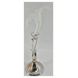Frosted White Glass Floral Sculpture Vase