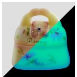 Uranium Hand painted Floral Fenton Glass Box