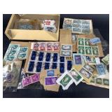 Mixed Stamp Collection & Bee Textile Pieces