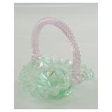 Fenton Iridescent Opalescent Glass Basket