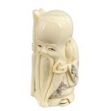 Carved Ivory Bearded Elder Figural Sculpture