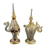 Pair Ornate Glass Animal Scent Bottles
