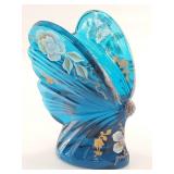 Fenton Turquoise Hand-Painted Art Glass