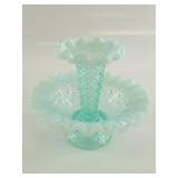 Fenton Aqua Opalescent Glass Epergne