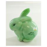 Fenton Glazed Rabbit Figurine with Floral Decorati