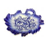 Cobalt Blue Floral Handled Serving Dish