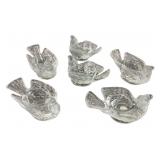 6 Clear Glass Bird-Form Salt Cellars