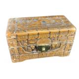 Vintage Carved Wood Floral Relief Trinket Box