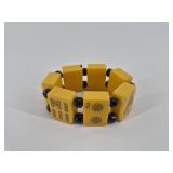 Mahjong Tile Bracelet with Black Beads