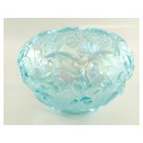 Iridescent Aqua Fenton  Glass Floral Bowl