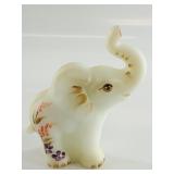 Fenton Elephant Figurine with Painted Floral Accen