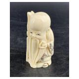 Carved Ivory Bearded Elder Figural Sculpture
