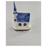 Limoges Blue-White Porcelain Hinged Trinket Box