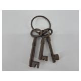Vintage Iron Keys on Ring (Lot of 3)