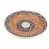 Woven Grass Basket with Geometric Design
