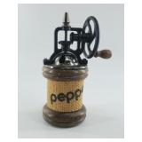 Vintage Hand-Crank Wooden Pepper Mill