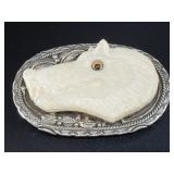 Stunning sterling silver and ivory belt buckle, iv