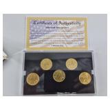 2002 Gold State Quarters Complete 5-Coin Set