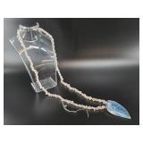 Rose quartz chip necklace with an artisan glass pe