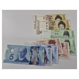 Canadian & South Korean Currency Banknotes