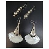 Two pairs of vintage silver-toned earrings