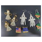 Several pairs of hand beaded earrings
