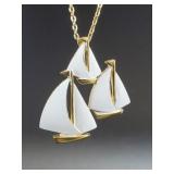 Vintage Trifari necklace featuring sailboat pendan