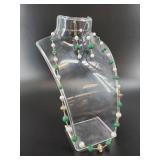 Necklace and earring set with agate and malachite