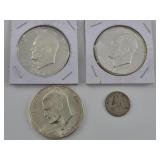 1971S Eisenhower silver Dollars & 1966 Canadian 10