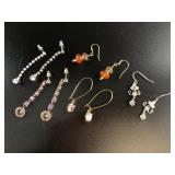 Collection of several vintage fashion earrings