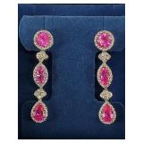 Sterling silver and pink stone earrings, brand new