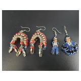 Two pairs of hand made beaded earrings
