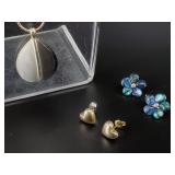 Silver-toned necklace and earrings