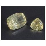 Two stunning, polished and faceted lemon quartz ge