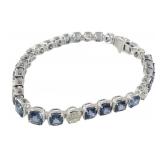 14K White Gold Sapphire & Diamond Bracelet