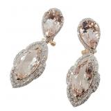 14K Morganite & Diamond Drop Earrings