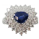 Platinum 1.27ct Sapphire & 1.52ct Diamond Ring