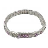 Platinum Multi-Color Sapphire & Diamond Bracelet