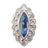 Platinum GIA Sapphire & Diamond Ring