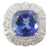 Natural Tanzanite Platinum & Diamond Ring