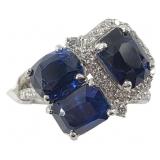 Oscar Friedman Platinum Sapphire Diamond Ring