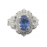 Oscar Friedman Platinum Sapphire & Diamond Ring