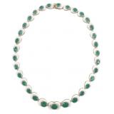 14K Gold Emerald Beryl & Diamond Necklace