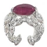 18K White Gold Natural Unheated Ruby Ring